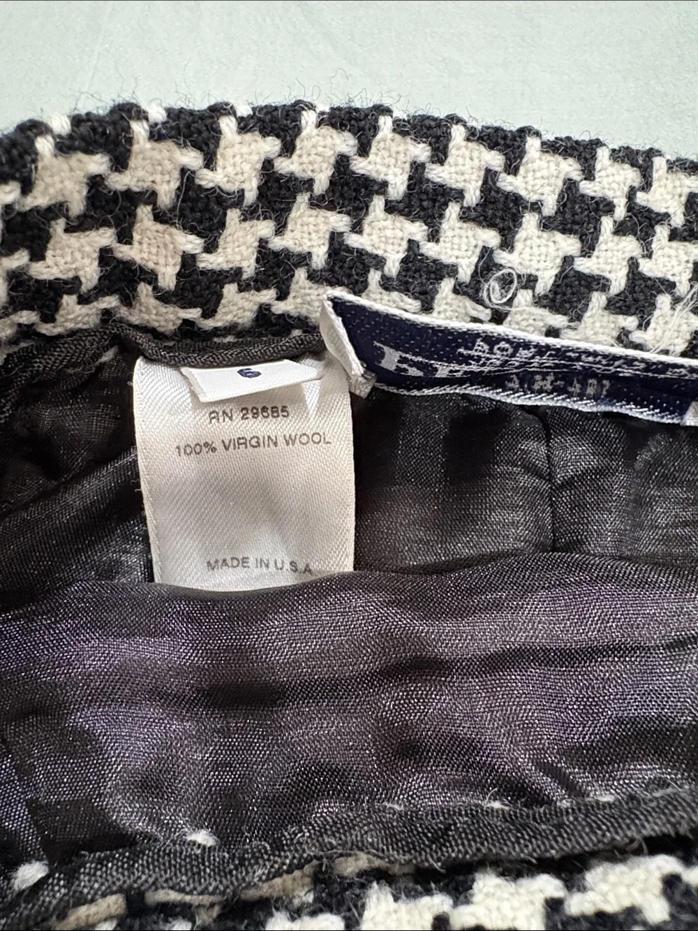 Vintage Pendleton 100% Virgin Wool Houndstooth Midi Skirt Size 6